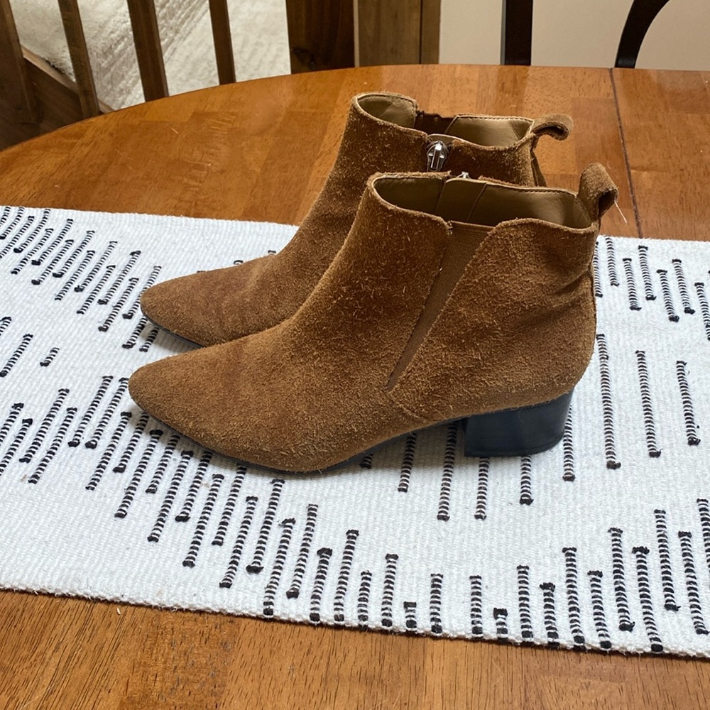 Franco Sarto Brown Suede Block Heeled Booties 7.5